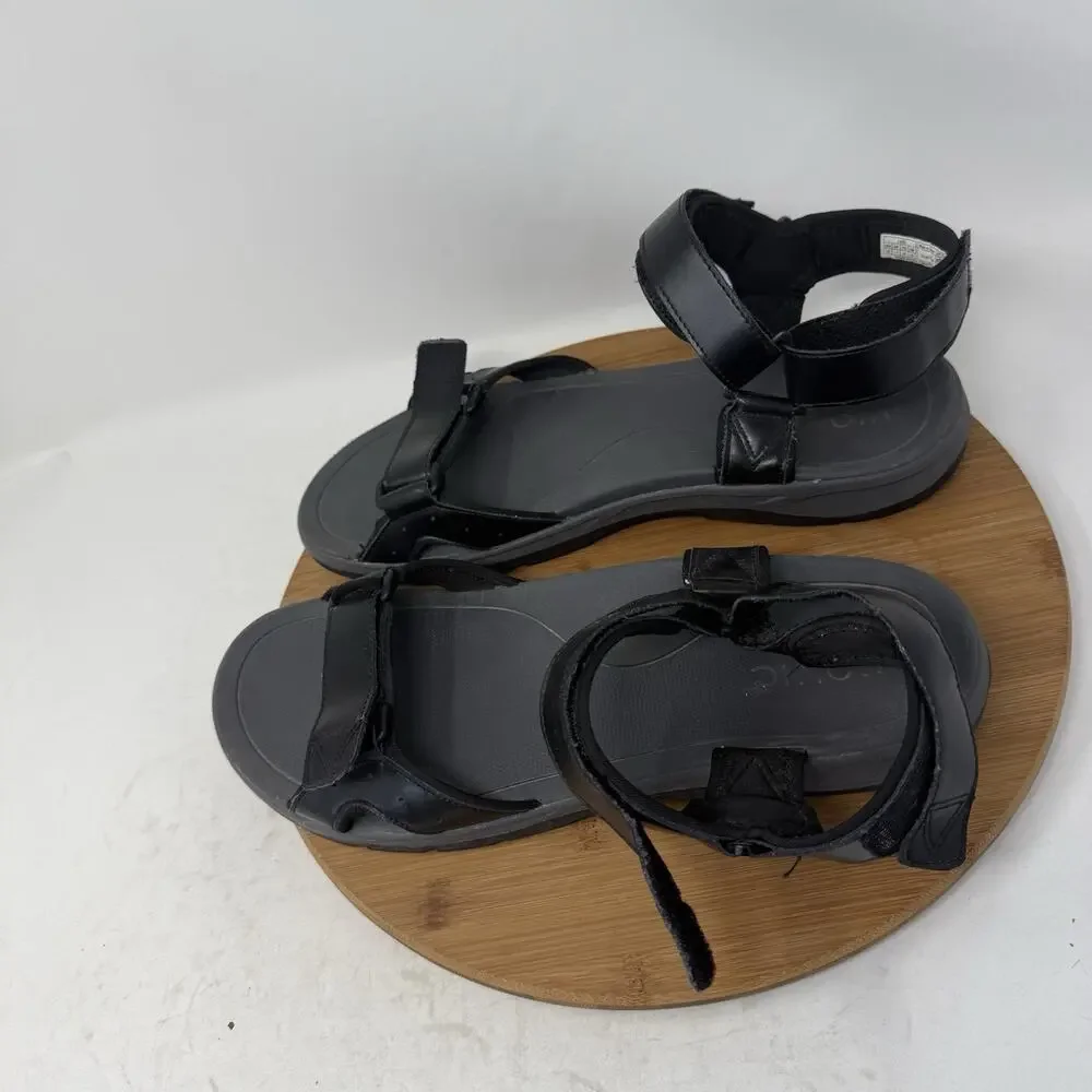 Vionic Canoe Leo Black Leather Sandals Adjustable Strap Comfort‎ Mens 12